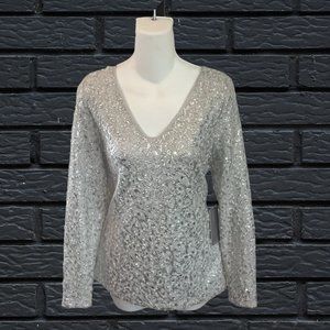 Jennifer Lopez City Enchantment– silver knit top – size L - New with Tags